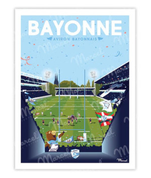 Affiche Aviron Bayonnais 30 x 40cm - Maison| Aviron Bayonnais Rugby